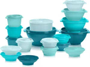 Tupperware Heritage Collection, New 36 Piece Food Storage Container Set in Vintage Green, Dishwasher Safe and BPA Free (18 containers, 18 lids)