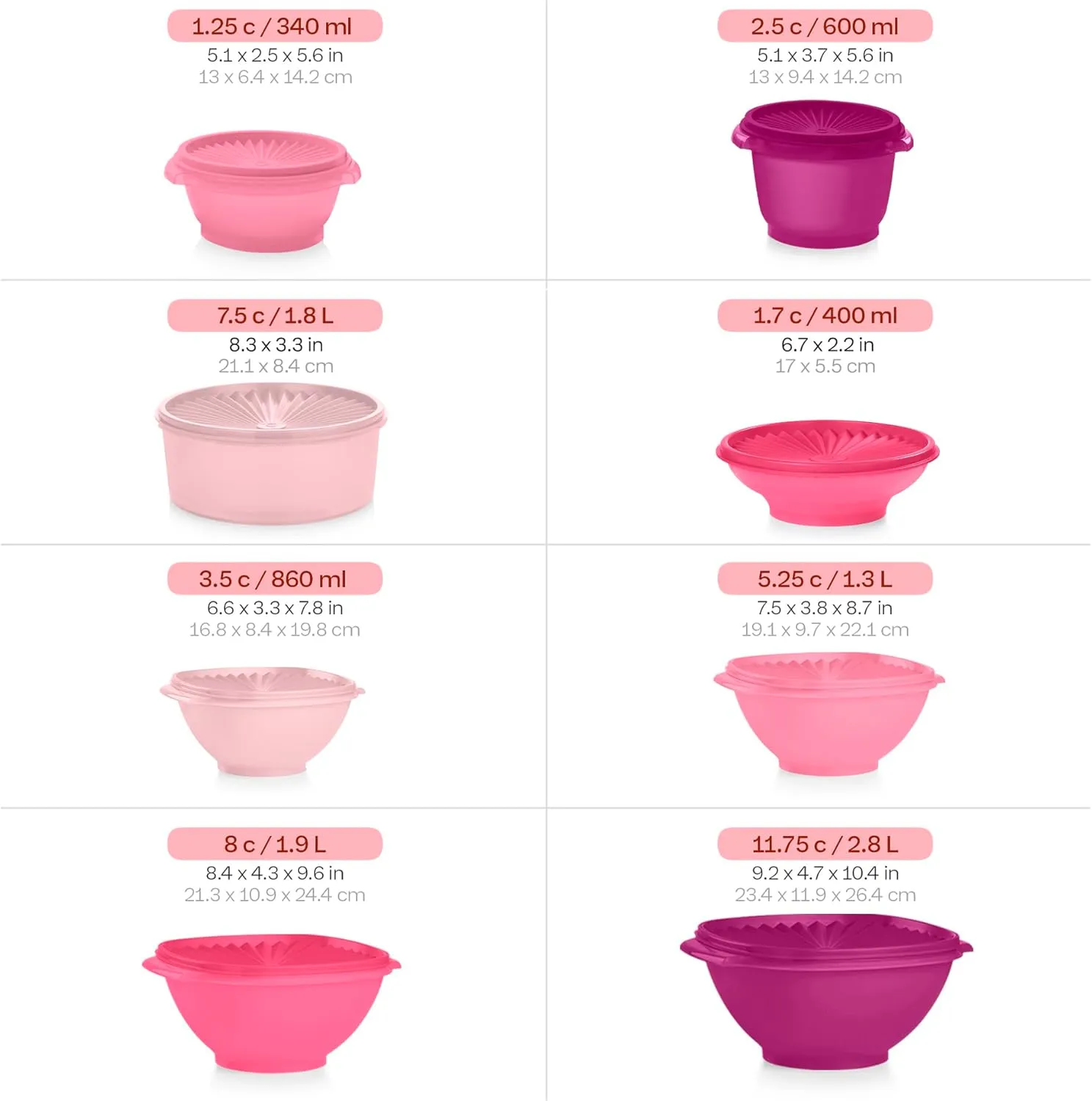 Tupperware Heritage Collection, New 36 Piece Food Storage Container Set in Vintage Pink, Dishwasher Safe and BPA Free (18 containers, 18 lids)