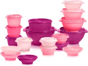 Tupperware Heritage Collection, New 36 Piece Food Storage Container Set in Vintage Pink, Dishwasher Safe and BPA Free (18 containers, 18 lids)