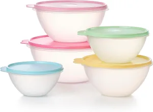 Tupperware Heritage Wonderlier 10 Piece Food Storage Bowl Set in Vintage Colors, Dishwasher Safe and BPA Free (5 Containers, 5 Lids)