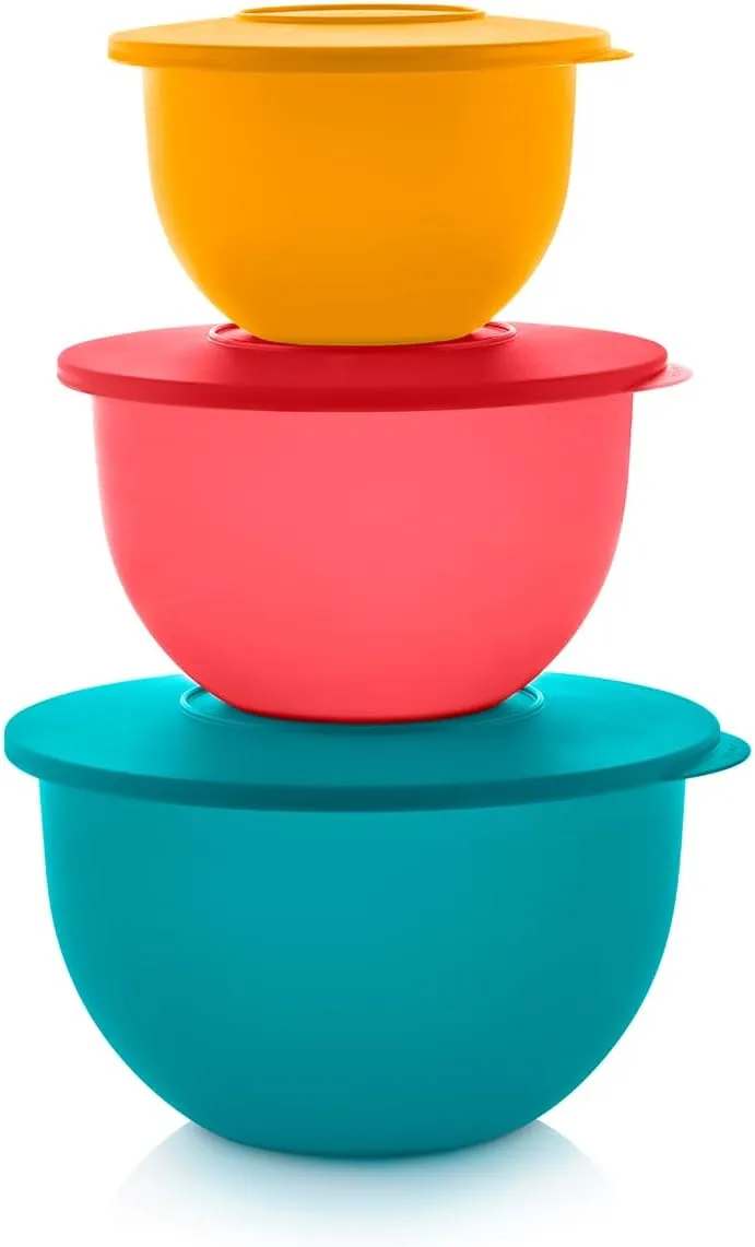Tupperware Impressions Classic 3 Bowl Food Storage Set in Multi Colors, Dishwasher Safe and BPA Free (3 Containers, 3 Lids)