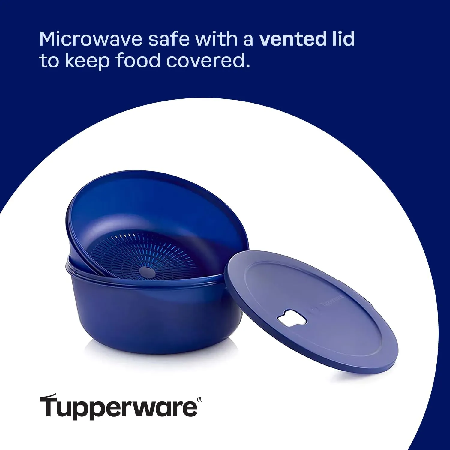 Tupperware Store Serve & Go CrystalWave Bowl with Colander and Vent, Prep, Fridge and Reheat Meals, Dishwasher and Microwave safe, BPA Free (3.8 L/16 Cups)