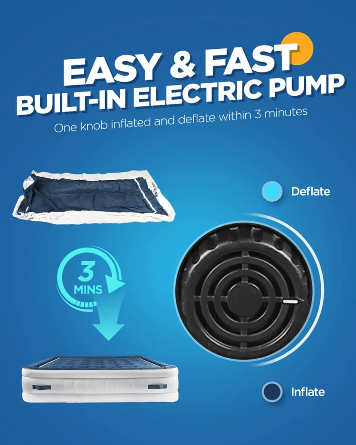 Twin Air Mattress with Built in Pump and 4 Portable Handles, 18" Raised Comfort Blow Up Mattress for Guests, 440lb Support Air Bed with Carry Bags, Heavy Duty Inflatable Bed for Home&Camping