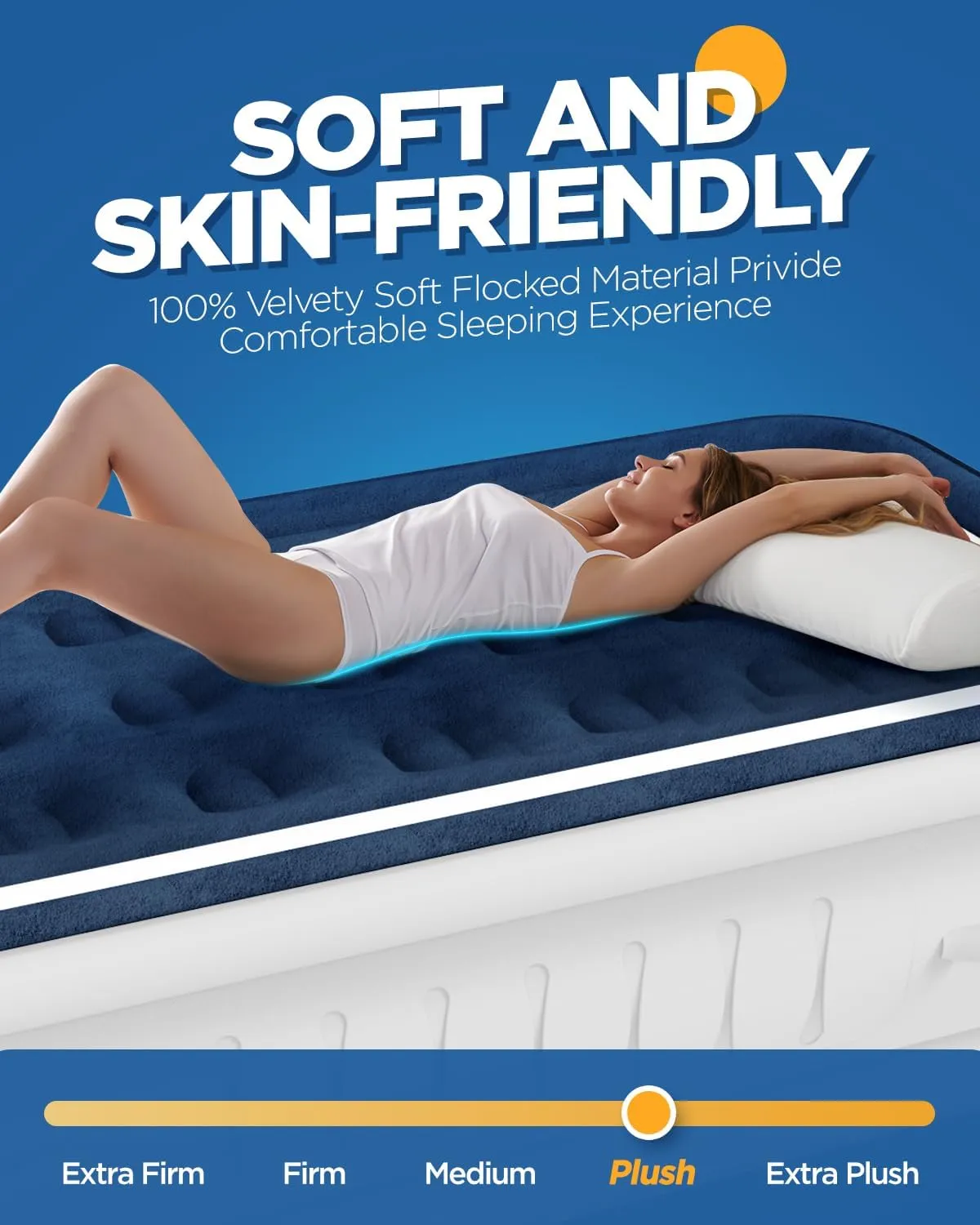 Twin Air Mattress with Built in Pump and 4 Portable Handles, 18" Raised Comfort Blow Up Mattress for Guests, 440lb Support Air Bed with Carry Bags, Heavy Duty Inflatable Bed for Home&Camping