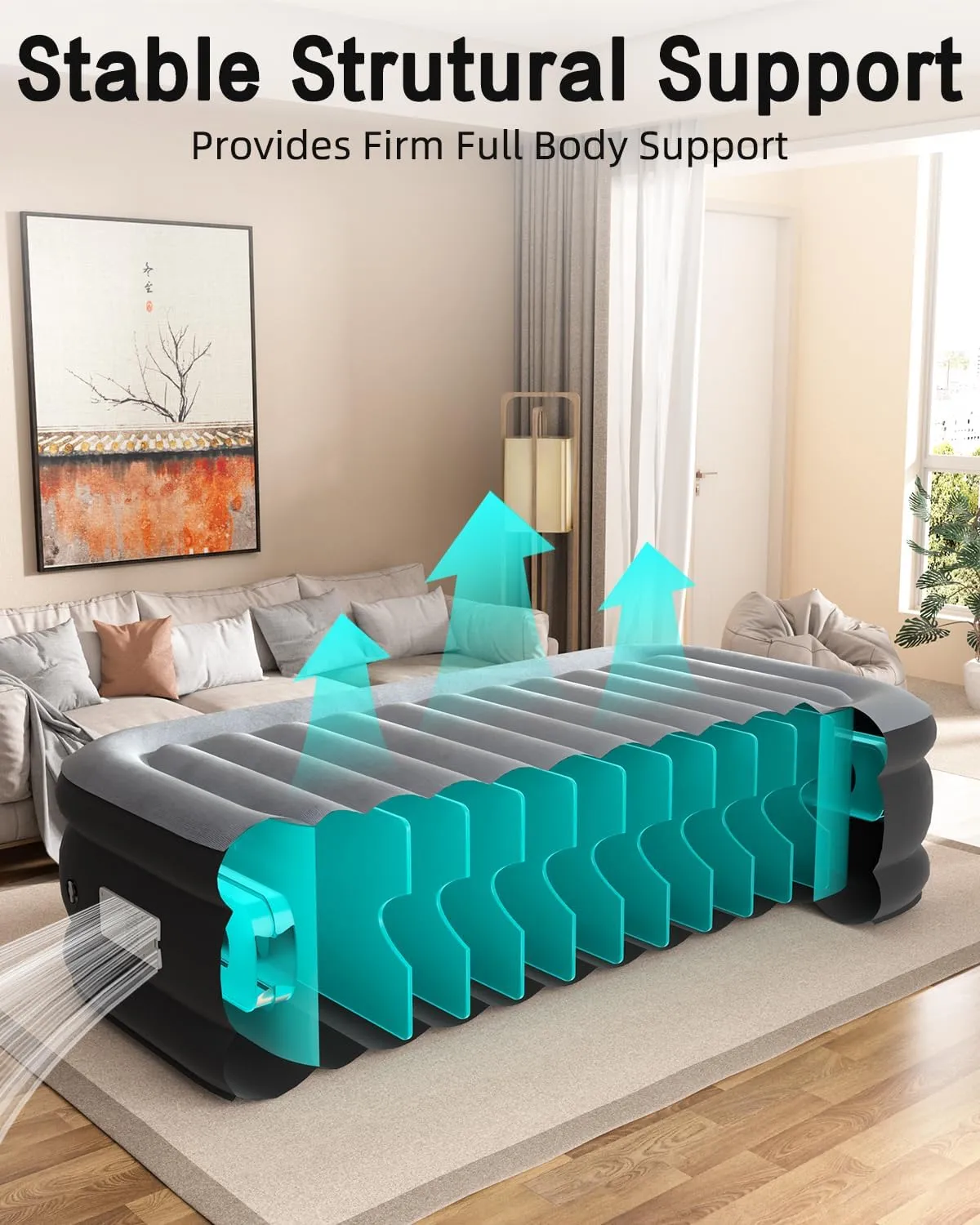 Twin Air Mattress with Built in Pump Upgraded Auto Stop Electric Air Pump Luxurious Comfort Twin Blow Up Mattress for Home and Guests 80"*39"*18"Airbed 2 Mins Fast Inflate/Deflate 330 lbs Max