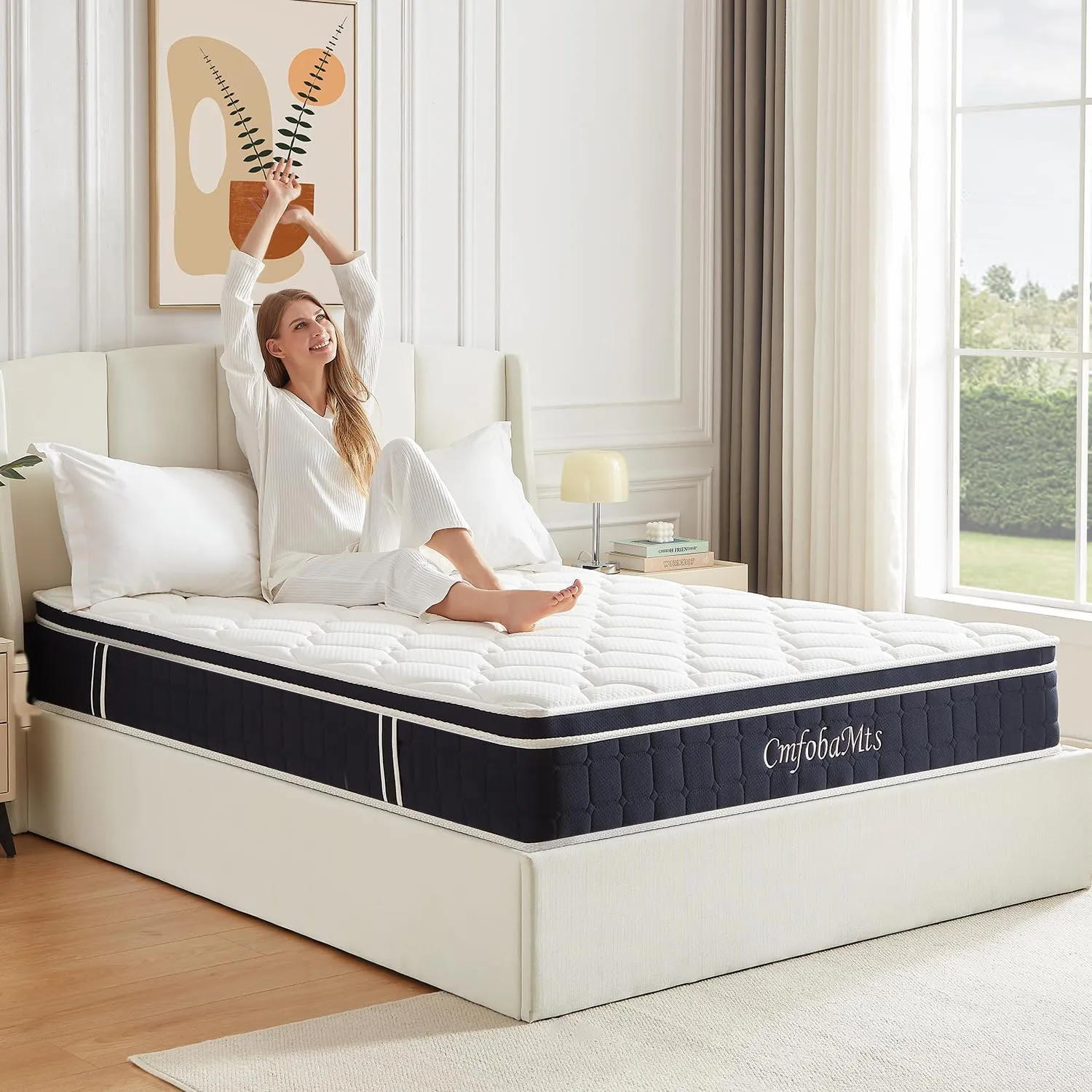 Twin Mattress, 10 Inch Memory Foam Hybrid Mattress in a Box with Independent Spring for Motion Isolation and Pressure Relief, Comfortable Medium Firm