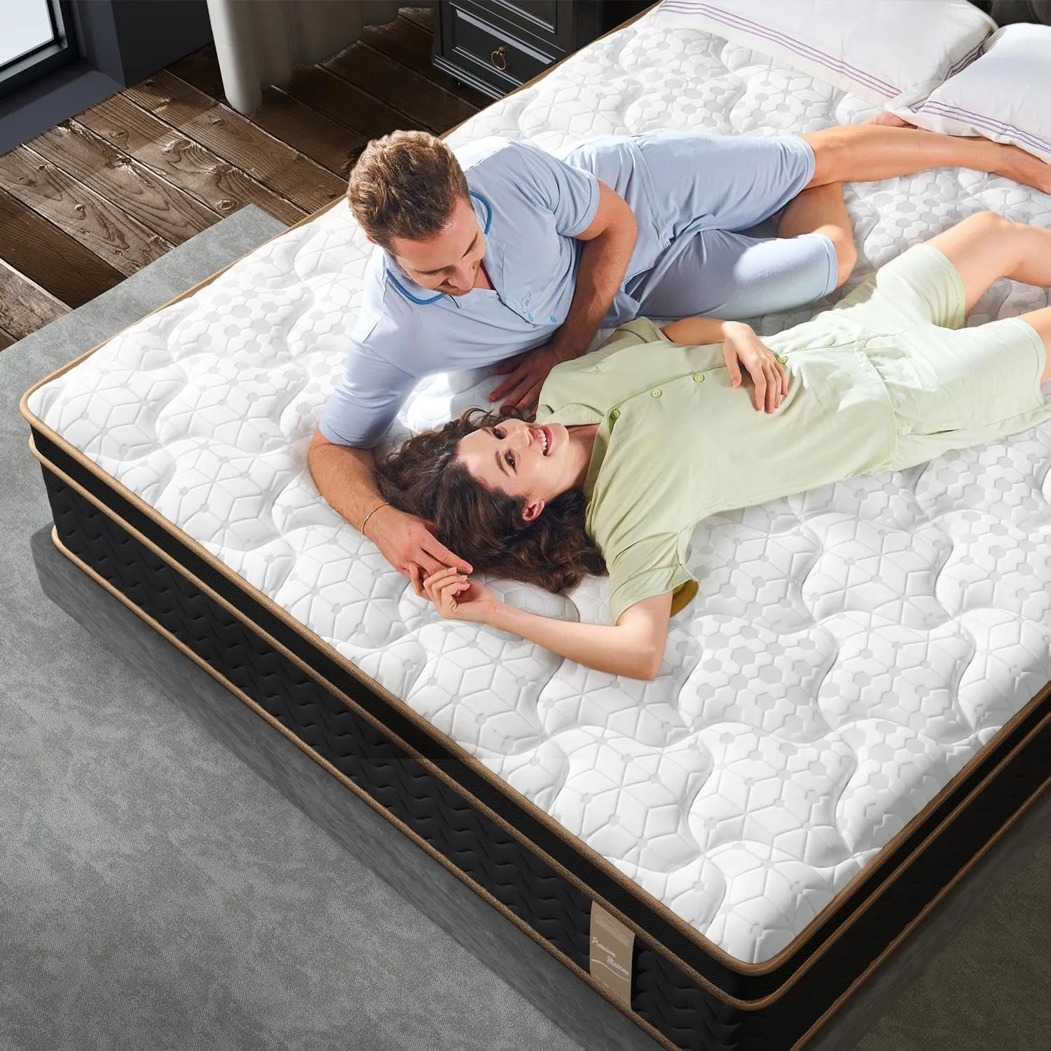 Twin Mattress, 10 Inch Plush Hybrid Mattresses with Memory Foam, Individual Pocket Spring, Deep Sleep Hybrid Mattress, Motion Isolation & Pressure Relief, Fits Platform or Adjustable Beds (Twin)