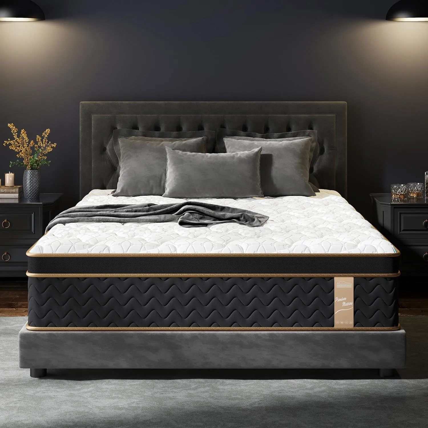 Twin Mattress, 10 Inch Plush Hybrid Mattresses with Memory Foam, Individual Pocket Spring, Deep Sleep Hybrid Mattress, Motion Isolation & Pressure Relief, Fits Platform or Adjustable Beds (Twin)