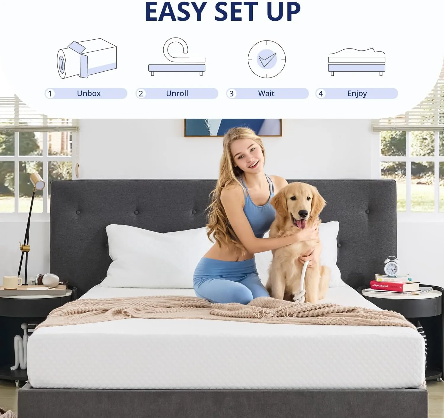 Twin XL Mattress 10 Inch Green Tea Memory Foam Mattress for Cool Sleep & Pressure Relief, Fiberglass Free, Bed in a Box, Removable Washable Cover, CertiPUR-US Certified