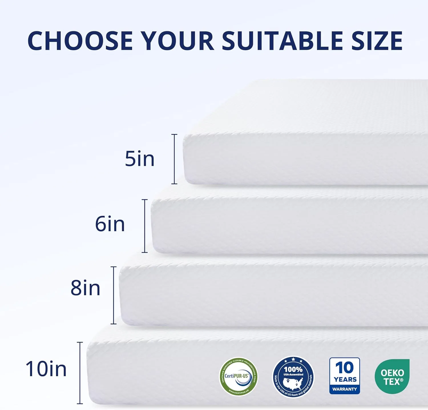Twin XL Mattress 10 Inch Green Tea Memory Foam Mattress for Cool Sleep & Pressure Relief, Fiberglass Free, Bed in a Box, Removable Washable Cover, CertiPUR-US Certified