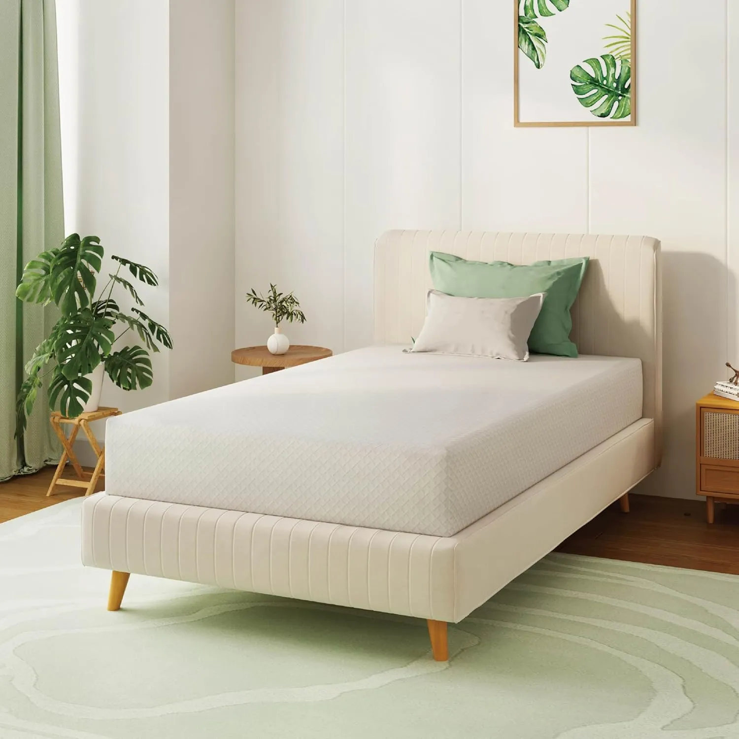 Twin XL Mattress 10 Inch Green Tea Memory Foam Mattress for Cool Sleep & Pressure Relief, Fiberglass Free, Bed in a Box, Removable Washable Cover, CertiPUR-US Certified