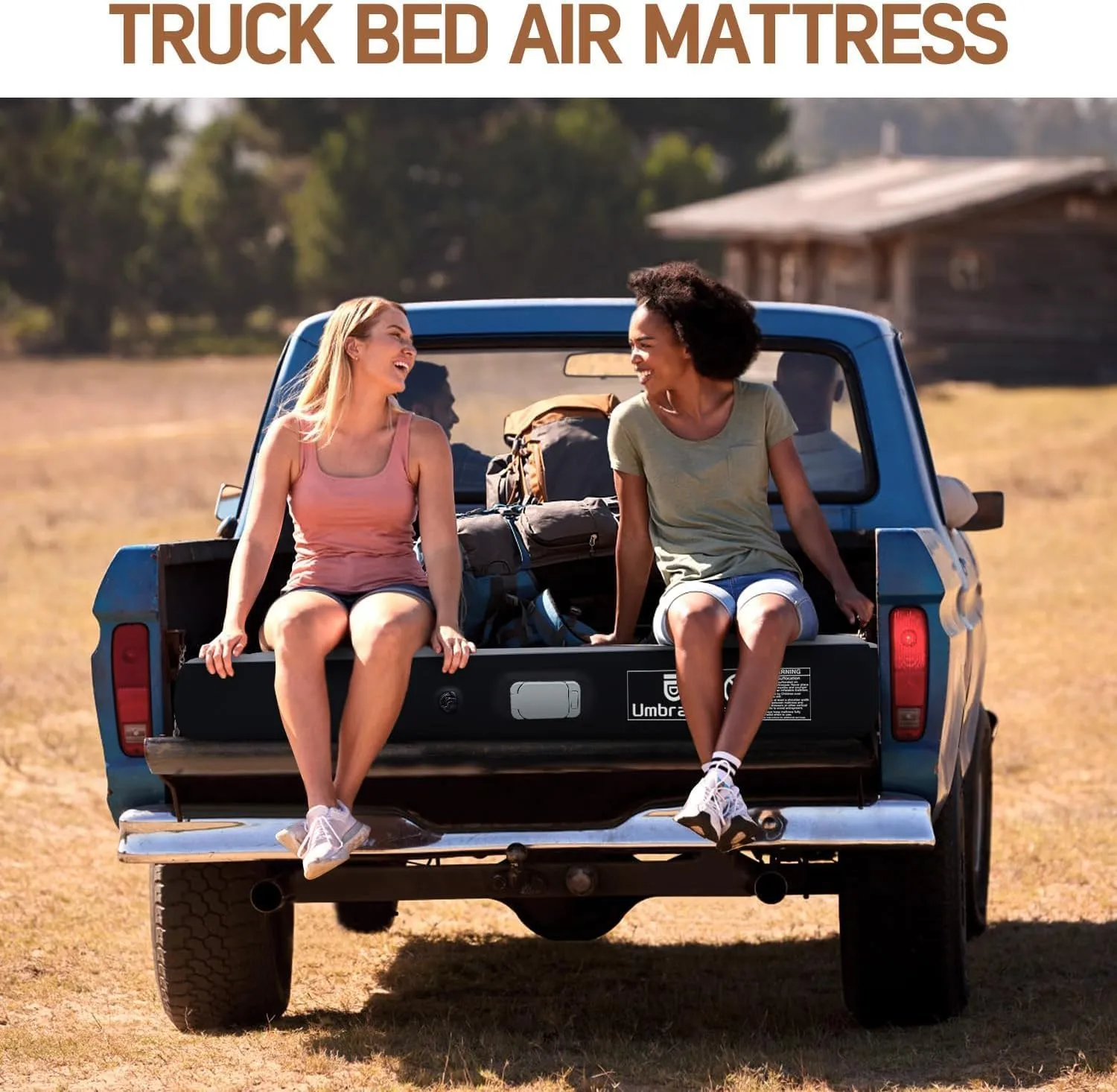 Umbrauto Camping Air Mattress for 6-6.5ft Full Size Truck Bed with Rechargeable Built-in Pump, Inflatable Pickup Truck Airbed for Outdoor Travel, Sleeping Pad with Pillows, Carry Bag