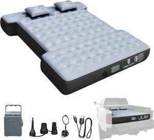 Umbrauto Camping Air Mattress for 6-6.5ft Full Size Truck Bed with Rechargeable Built-in Pump, Inflatable Pickup Truck Airbed for Outdoor Travel, Sleeping Pad with Pillows, Carry Bag