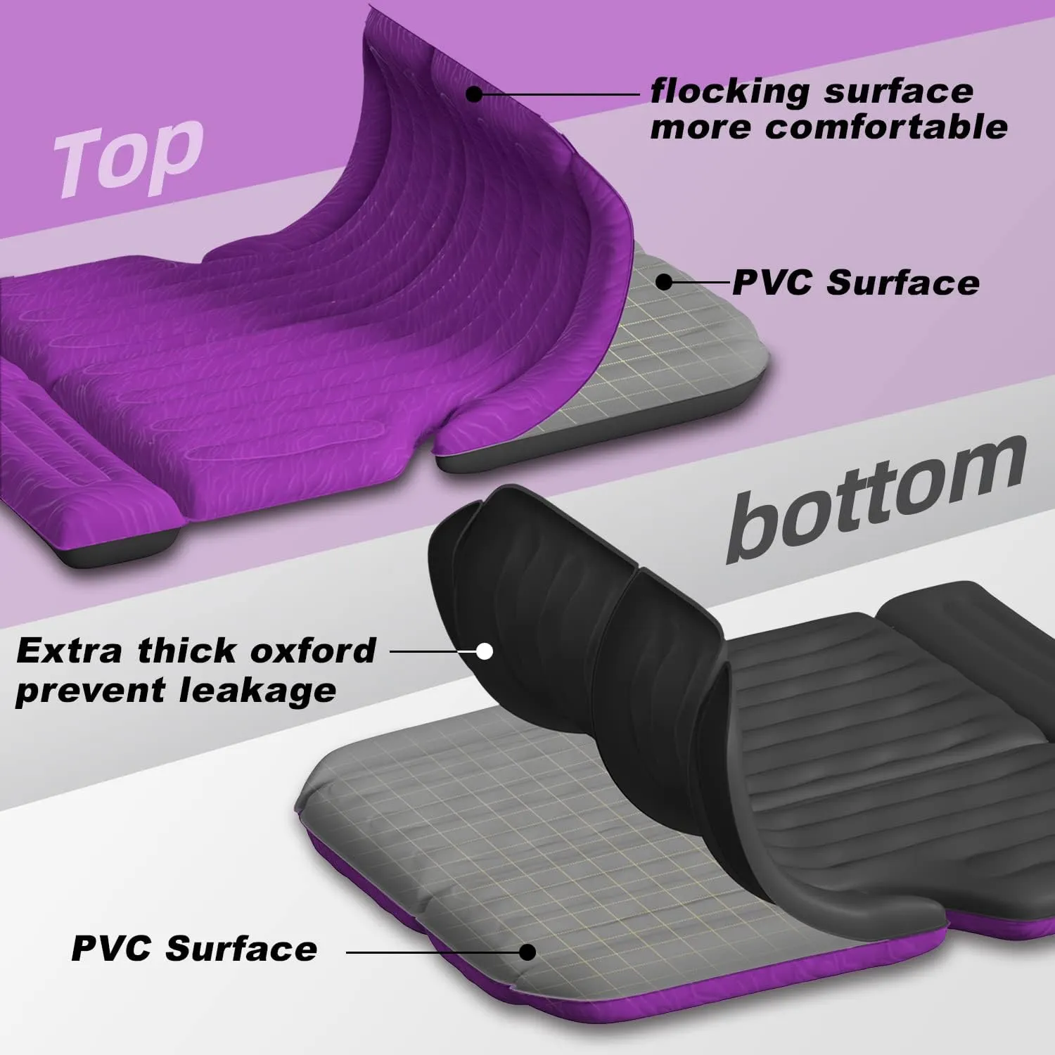 Umbrauto SUV Camping Air Mattress Bed for Mid-to-Full Size SUVs, Inflatable Car Sleeping Airbed for Fold-Down Backseat Back Trunk, with Air Pump, Pillows and Carry Bag