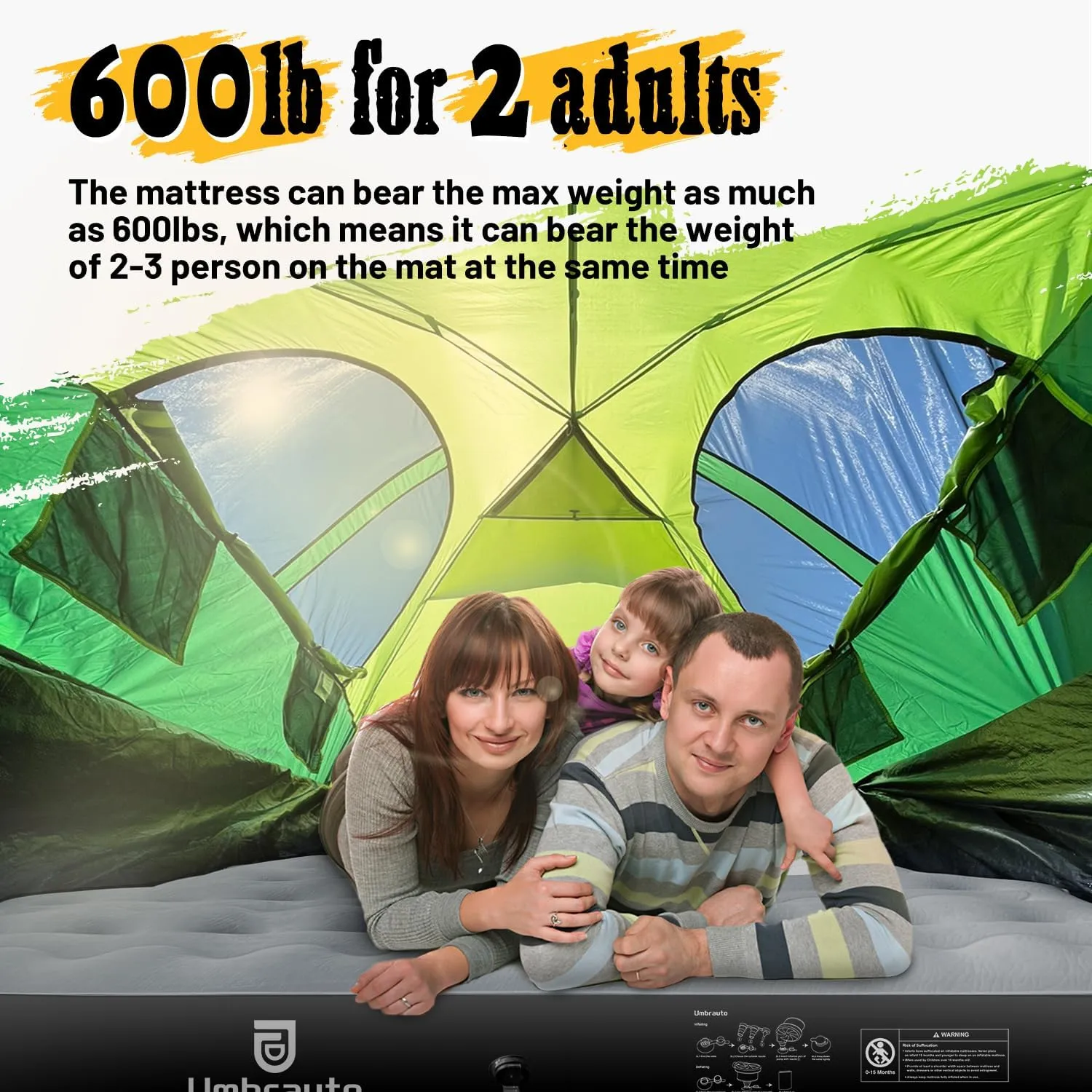 Umbrauto Truck Bed Air Mattress for 6-6.5ft Full Size Short Truck Beds, Inflatable Mattress with Pump, Pick Up Bed Air Mattress for Truck Tent Camping