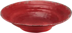 UPware Crackle Melamine Serving Bowl, BPA-Free Rustic Textured Large Bowl for Salad, Pasta, Fruit, or Entertaining, 16 Inch, 166 oz, Red