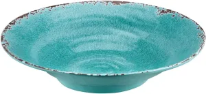 UPware Crackle Melamine Serving Bowl, BPA-Free Rustic Textured Large Bowl for Salad, Pasta, Fruit, or Entertaining, 16 Inch, 166 oz, Turquoise