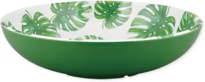 UPware Monstera Leaf Melamine Serving Bowl, BPA-Free Tropical Print Green Bowl for Salad, Fruit, Pasta, or Outdoor Entertaining, 11.875 Inch