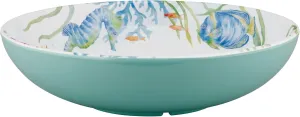 UPware Sea Life Serenade Melamine Serving Bowl, BPA-Free Ocean-Themed Blue Bowl for Salad, Fruit, Pasta, or Outdoor Entertaining, 11.875 Inch