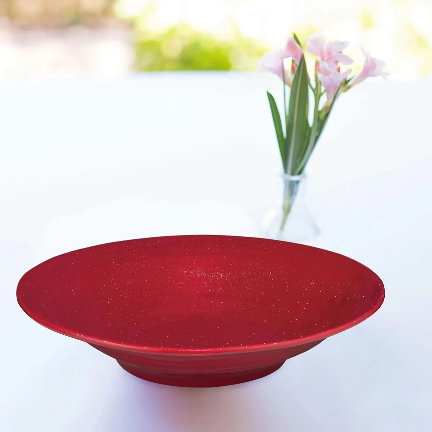 UPware Twinkle Dust Melamine Serving Bowl, BPA-Free Red Glitter Large Decorative Bowl for Salad, Pasta, Fruit, or Entertaining, 16 Inch, 166 oz