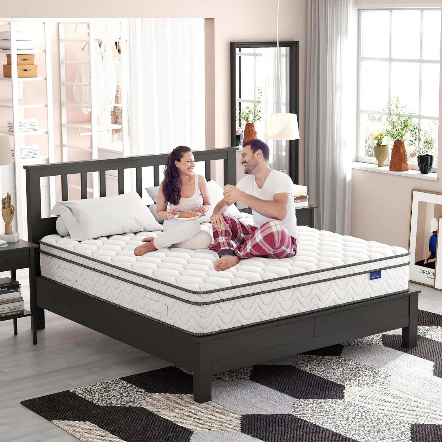 Vesgantti Queen Size Mattress, 12 Inch Hybrid Queen Bed Mattress in a Box with Memory Foam and Pocket Spring, Ergonomic Design & Pressure Relief, Medium Firm Feel, 60"*80"*12"
