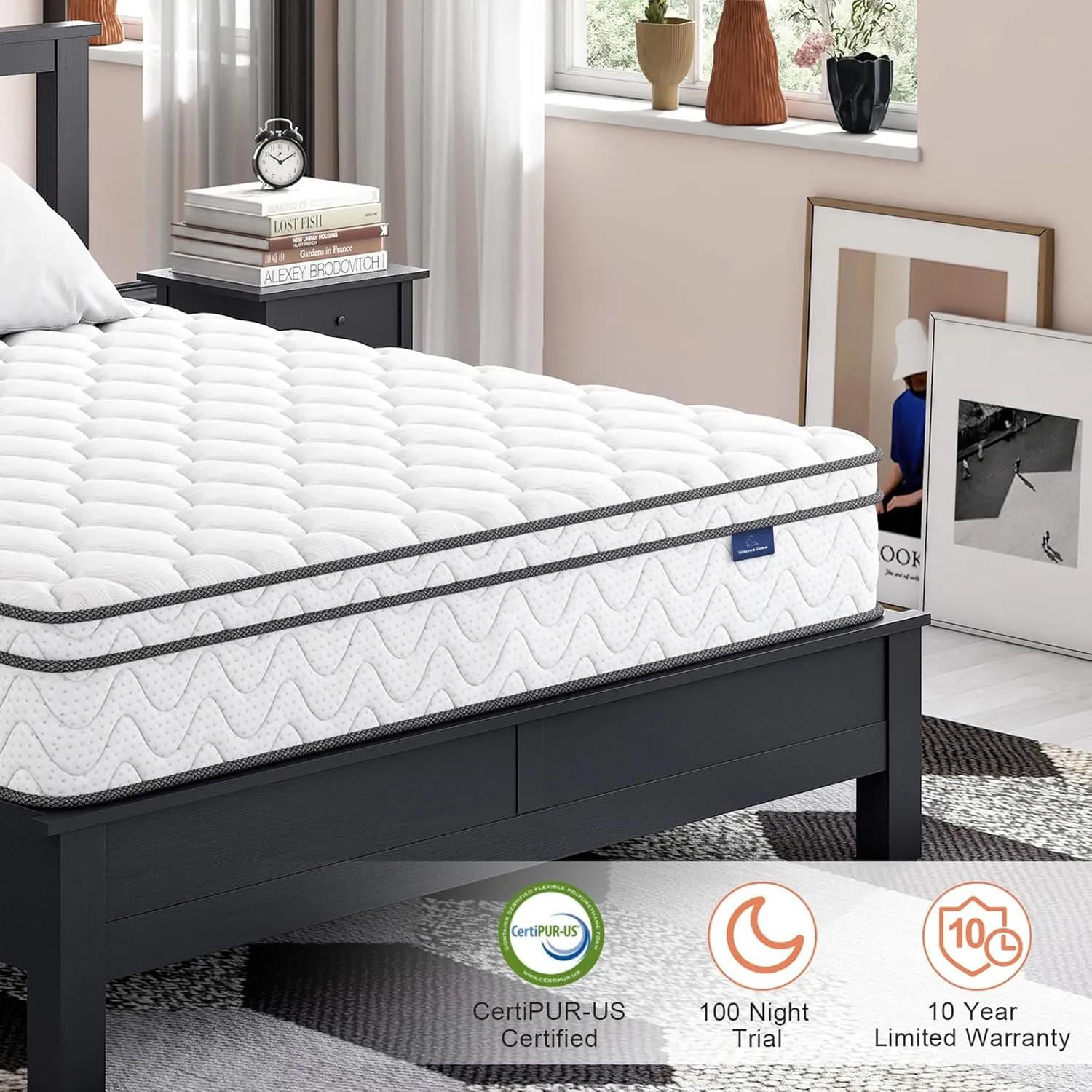Vesgantti Queen Size Mattress, 12 Inch Hybrid Queen Bed Mattress in a Box with Memory Foam and Pocket Spring, Ergonomic Design & Pressure Relief, Medium Firm Feel, 60"*80"*12"