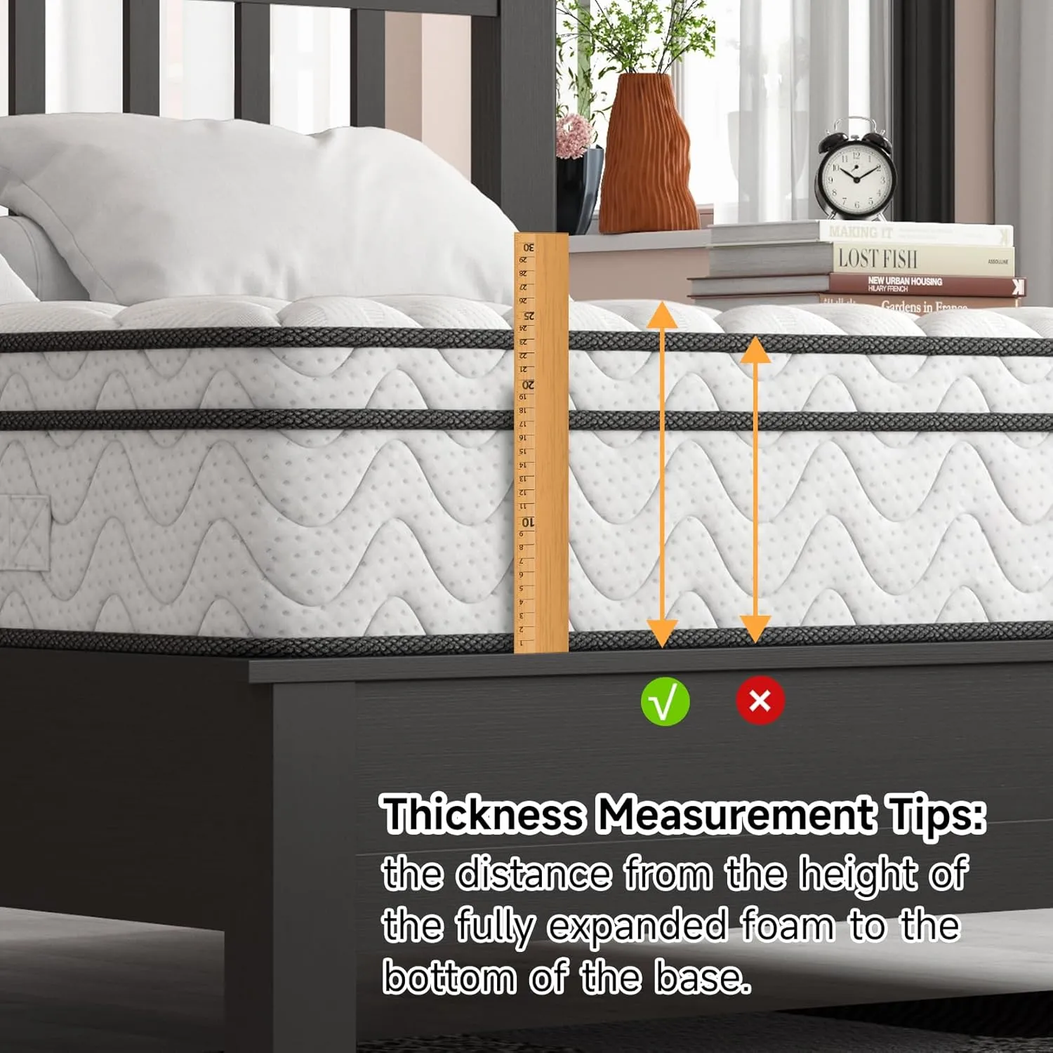 Vesgantti Queen Size Mattress, 12 Inch Hybrid Queen Bed Mattress in a Box with Memory Foam and Pocket Spring, Ergonomic Design & Pressure Relief, Medium Firm Feel, 60"*80"*12"