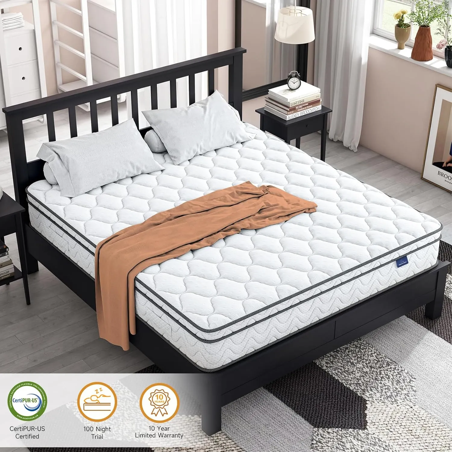 Vesgantti Queen Size Mattress, 12 Inch Hybrid Queen Bed Mattress in a Box with Memory Foam and Pocket Spring, Ergonomic Design & Pressure Relief, Medium Firm Feel, 60"*80"*12"