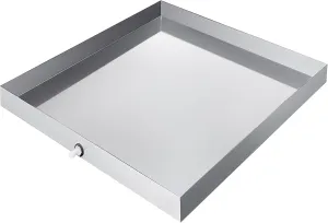 VEVOR 27 x 25 x 2.5 Inch Washing Machine Pan 304 Stainless Steel Washing Machine Drain Pan 18 GA Thickness Heavy Duty Compact Washer Drip Tray with Drain Hole & Hose Adapter