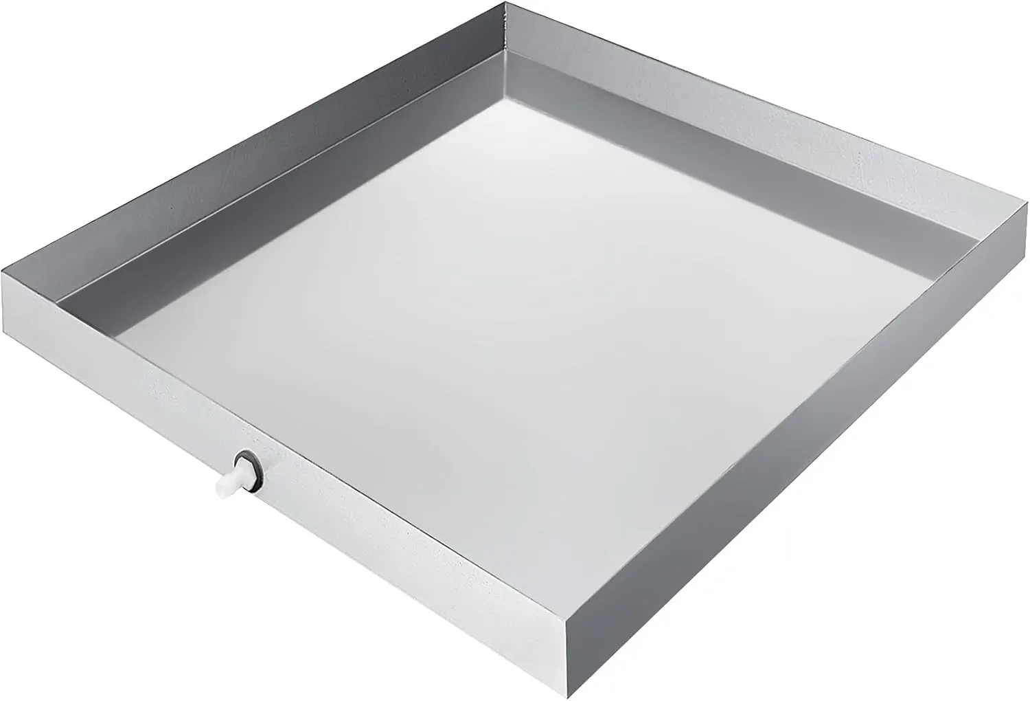 VEVOR 27 x 25 x 2.5 Inch Washing Machine Pan 304 Stainless Steel Washing Machine Drain Pan 18 GA Thickness Heavy Duty Compact Washer Drip Tray with Drain Hole & Hose Adapter