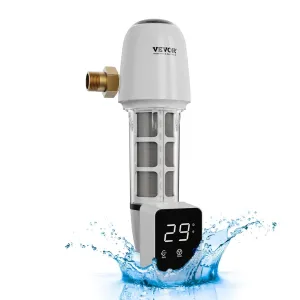 VEVOR Auto Flush Sediment Filter, 36 GPM Spin Down Water Filter with Touch Screen, 6Th Gen Backwash System, Bi-Side Scraper, 360° Install Whole House Pre Filter, Pressure Gauge, 1" MNPT, 3/4" FNPT