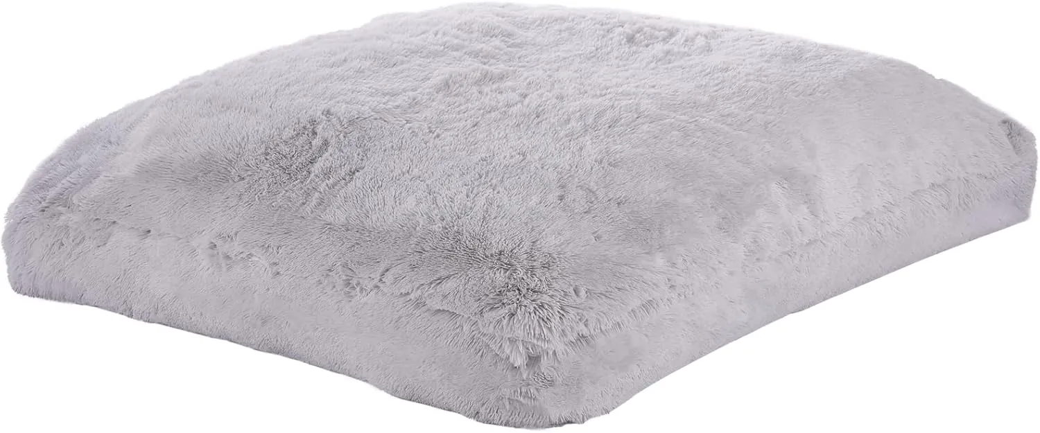 VEVOR Bean Bag Bed Chair, Convertible Chair from BeanBag to Lounge or Mattress, Gaint Bean Bag Chair Bed with Washable Cover for Adults, Fluffy Plush, Foam Filling and Side Pocket, Grey(Full Size)