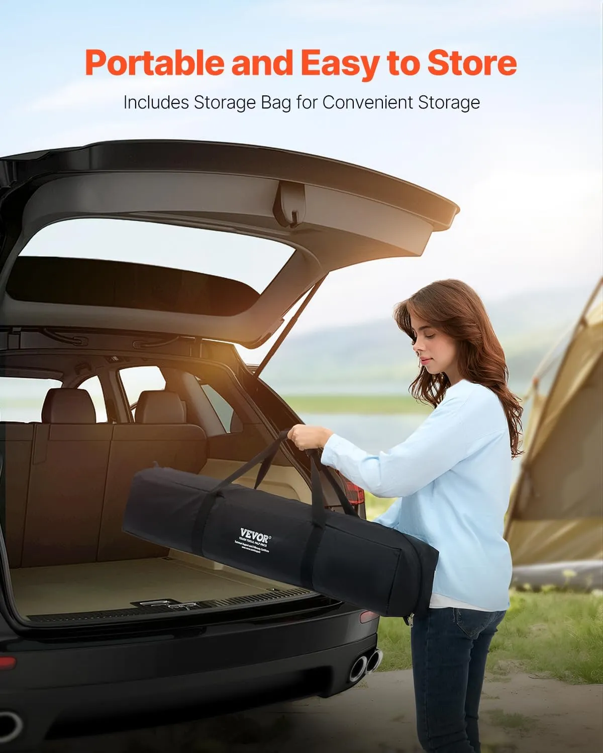 VEVOR Camping Cot with Mattress for Adults, Folding Camping Bed with Inflatable Air Mattress &Airpump, Portable Bed Camp Cot with Carry Bag, Blow Up Camp Cot for Outdoor Travel, Vacation, Guests, Home