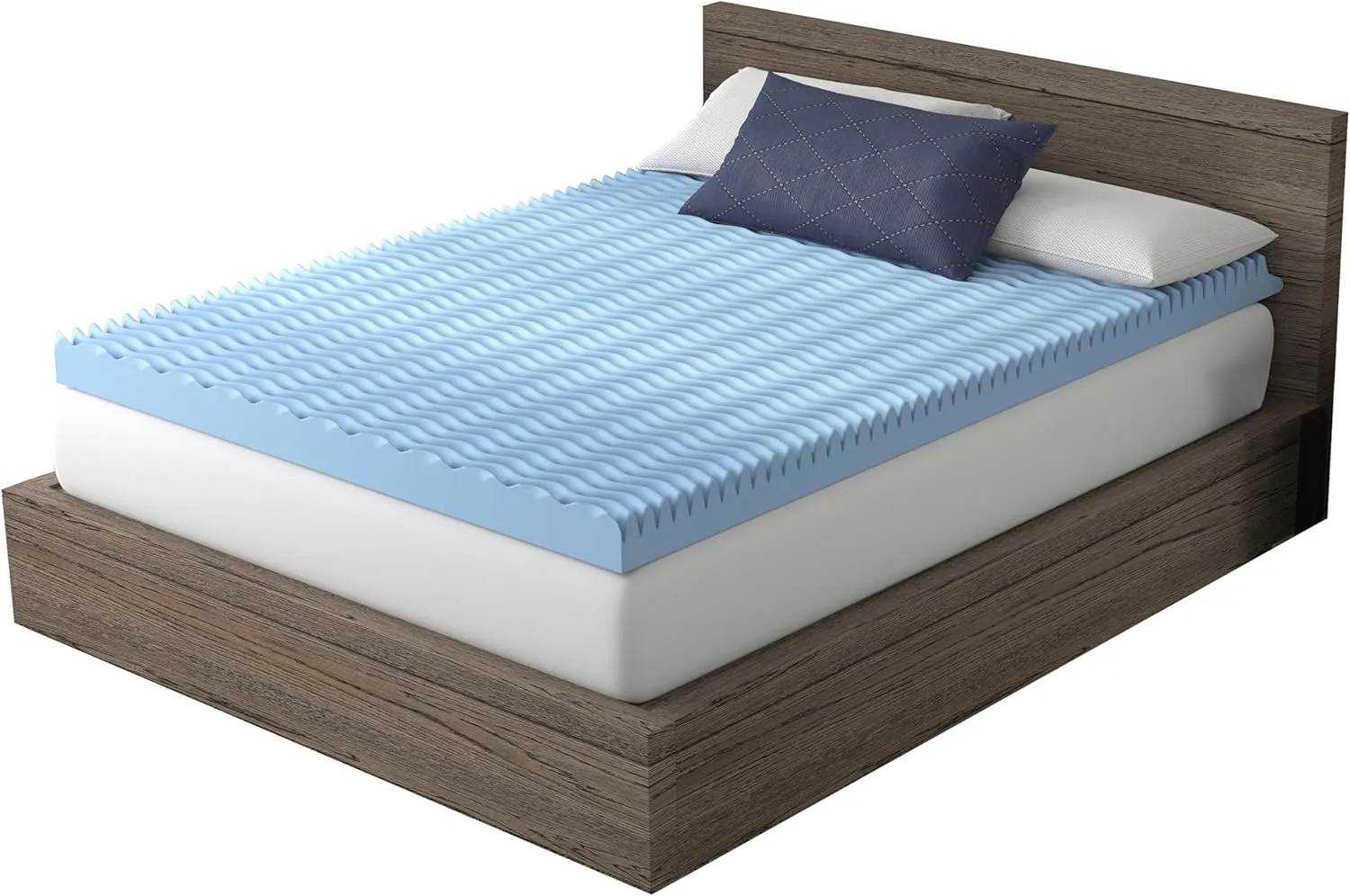 Vibe 4” Wave Convoluted Gel Memory Foam Mattress Topper, Full