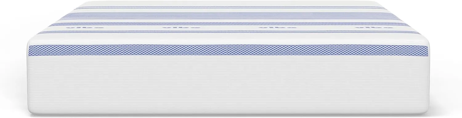 Vibe Gel Memory Foam Mattress, 12-Inch CertiPUR-US Certified Bed-in-a-Box, Queen, White