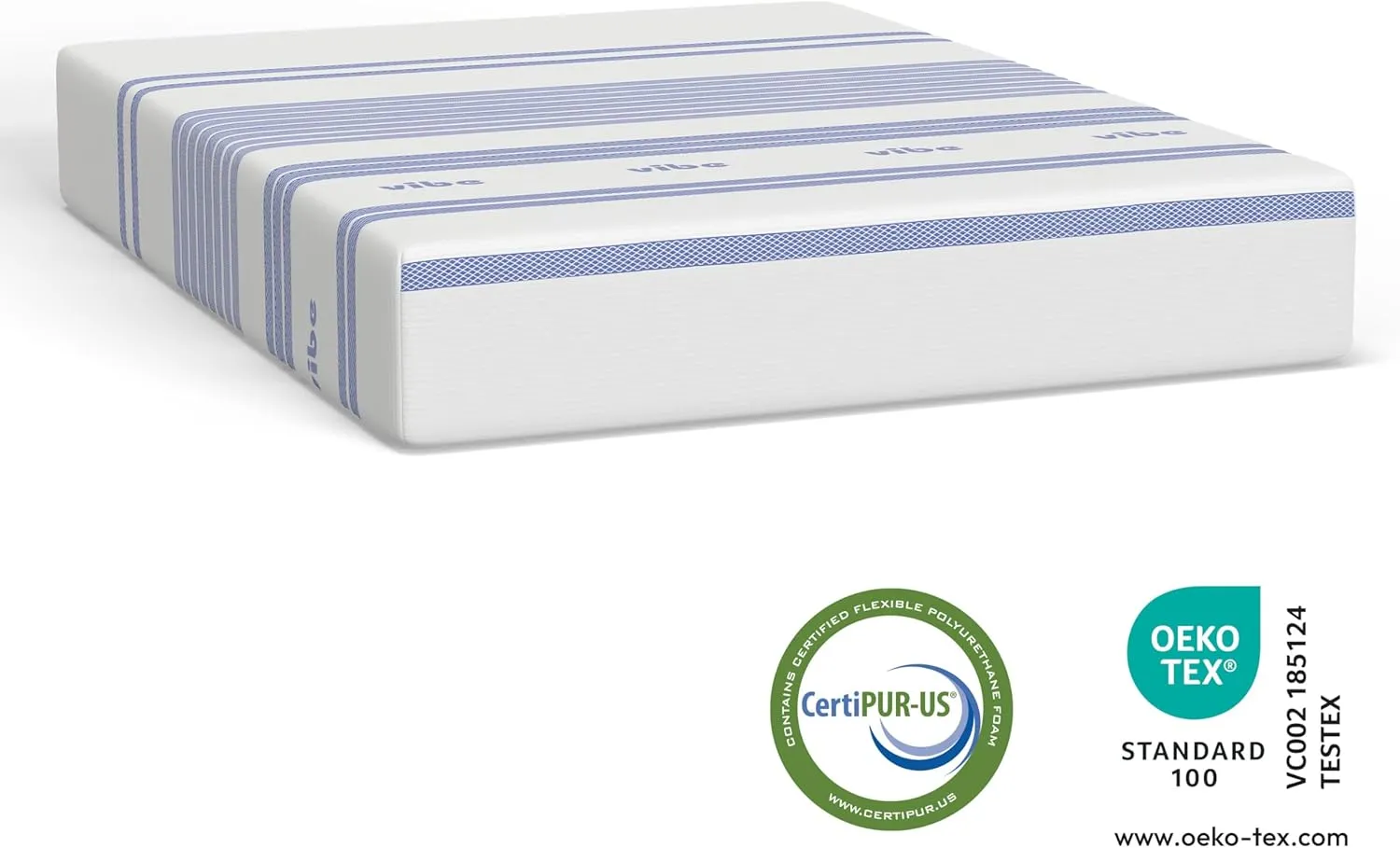 Vibe Gel Memory Foam Mattress, 12-Inch CertiPUR-US Certified Bed-in-a-Box, Queen, White