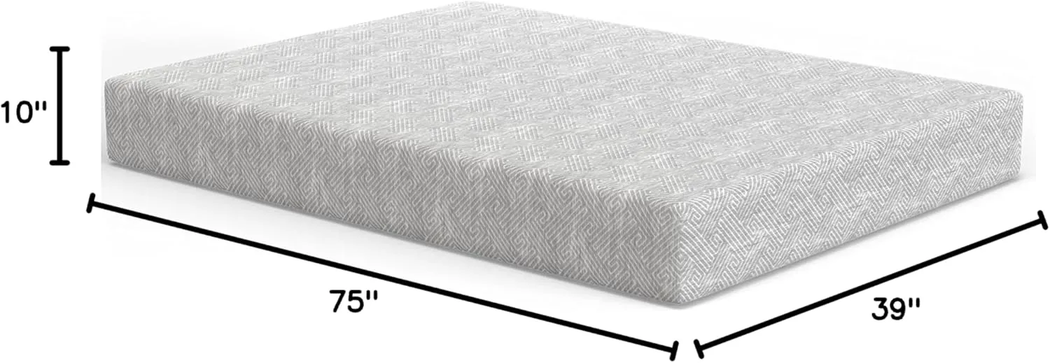Vibe Heather Grey Gel Memory Foam Mattress, CertiPUR-US and Oeko-TEX Certifed Bed-in-a-Box in Ultra Small Package, 10-Inch, Twin