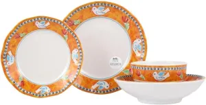 Vietri Melamine Campagna Uccello 4-Pc Unbreakable Dinnerware Set with Pasta Bowl & Dinner Plate