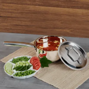 Vinod – Doniv Stainless Steel Majestic Sandwich Bottom Sauce Pan 1.5 Liter/16 cms Induction Friendly
