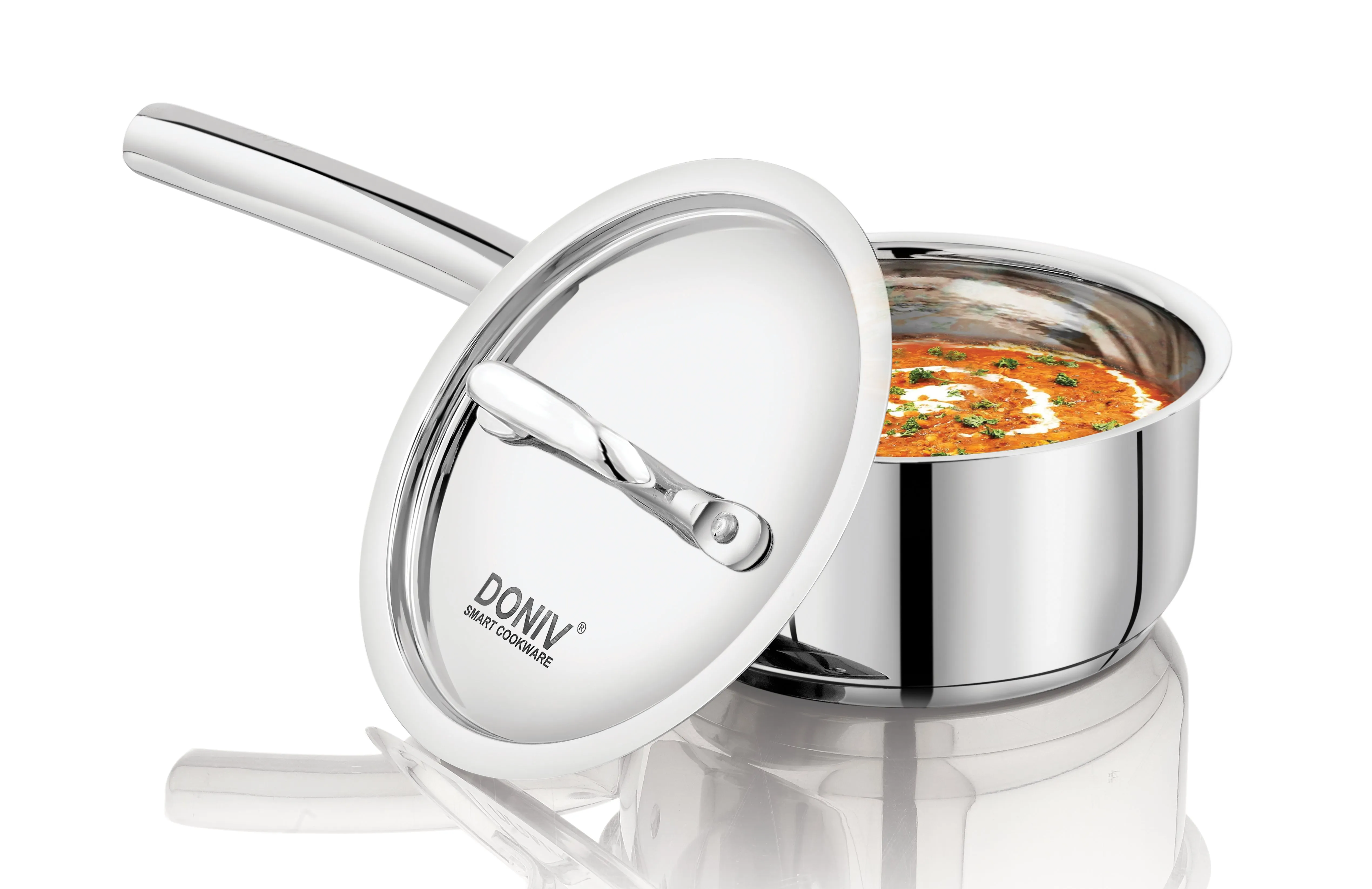 Vinod – Doniv Stainless Steel Majestic Sandwich Bottom Sauce Pan 1.5 Liter/16 cms Induction Friendly