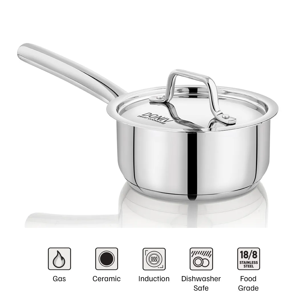 Vinod – Doniv Stainless Steel Majestic Sandwich Bottom Sauce Pan 1.5 Liter/16 cms Induction Friendly