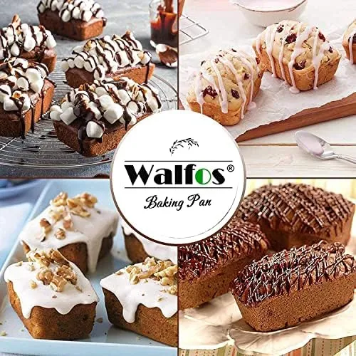 Walfos Silicone Loaf Pan - Non-Stick Silicone Bread Pan, Just PoP Out! Perfect for Bread, Cake, Brownies, Meatloaf, BPA Free & Dishwasher Safe (Mini Loaf Pan, 1 Pack:6 Cavities)