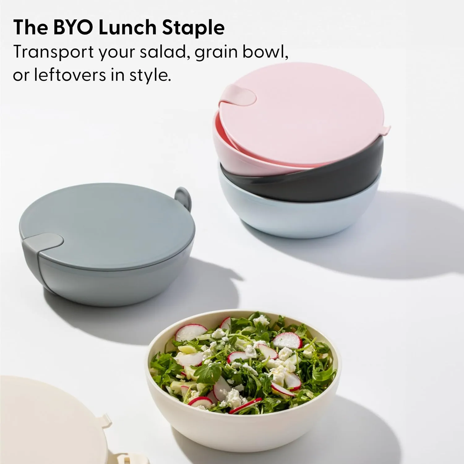 W&P Porter Plastic Bowl Lunch Container w/ Protective Non-slip Exterior, Slate 1 Liter | Lid & Snap-tight Silicone Strap | Food Storage, Bento Box, Meal Prep | BPA-Free Plastic
