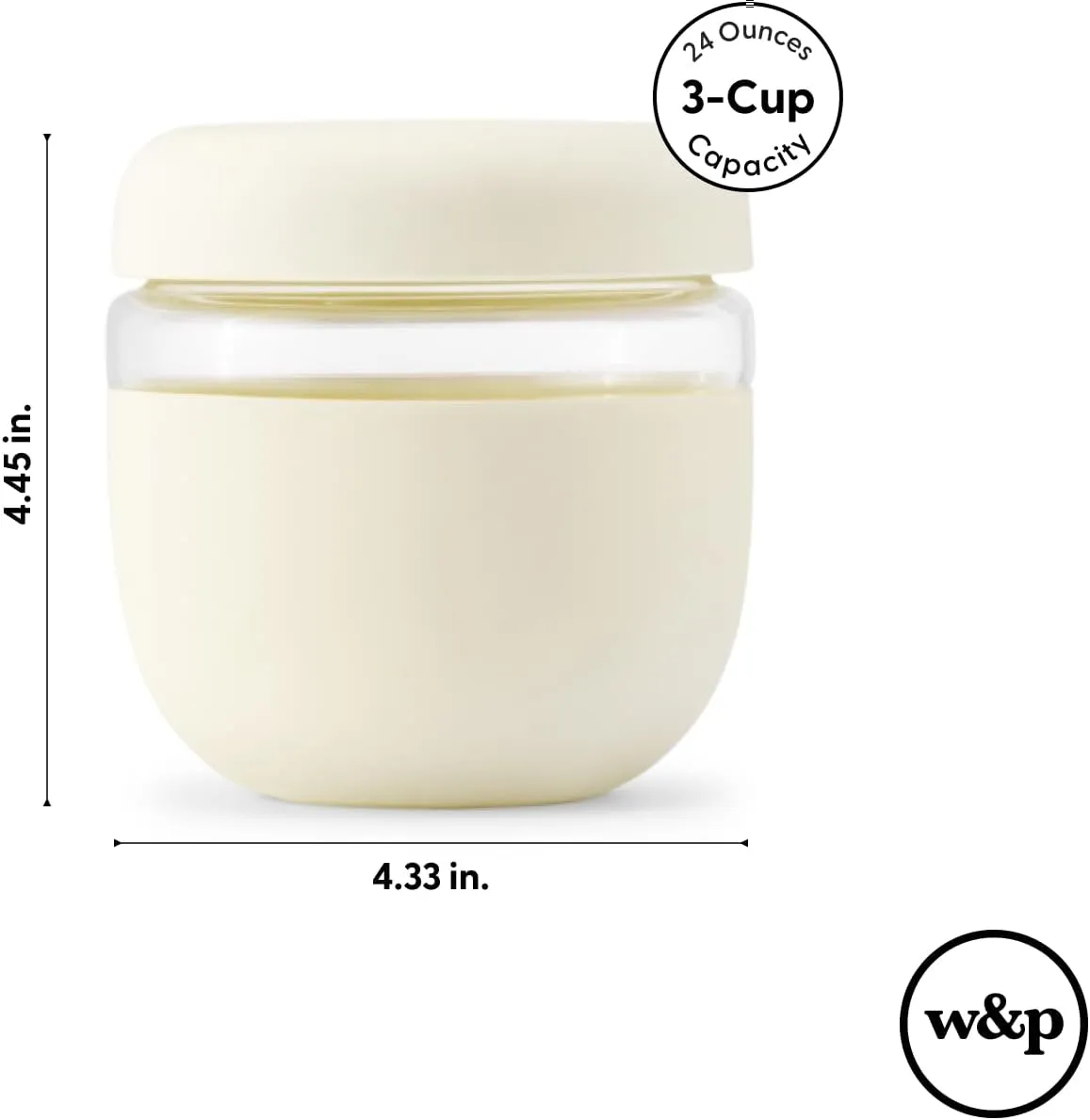 W&P Porter Seal Tight, Lunch Bowl Container w/ Lid | Charcoal 24 Ounces | Leak & Spill Proof, Soup & Stew Food Storage, Meal Prep, Airtight, Microwave and Dishwasher Safe, BPA-Free Glass