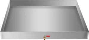 Washing Machine Pan 304 Stainless Steel Heavy Duty Compact Washer Drip Tray with Drain Hole & Hose Adapter (27 x 25 x 2.5 Inch)