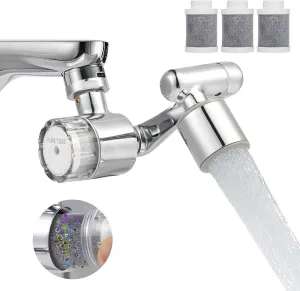 Water Filter for Sink Faucet,1080° Rotating Tap Extender, Water Filter for Bathroom Sink Senstive Skin for Bathroom Face Wash (3pcs Filter Replacements)