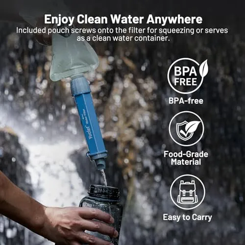 Water Filter System w/ 2gal Bag & 0.1-Micron Water Filter Straw,Gravity-Fed Water Filtration System Water Purifier