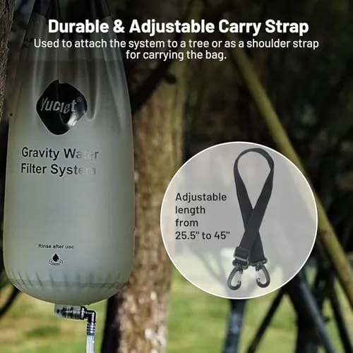 Water Filter System w/ 2gal Bag & 0.1-Micron Water Filter Straw,Gravity-Fed Water Filtration System Water Purifier