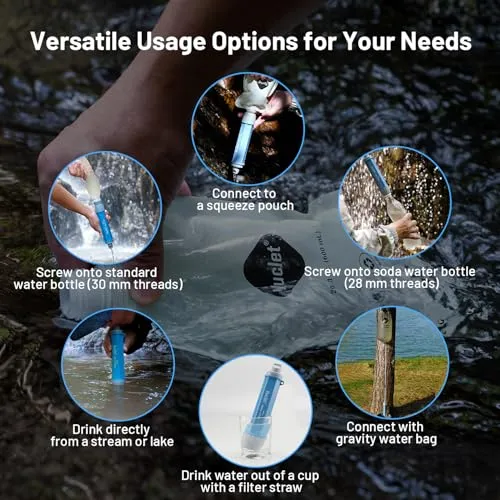 Water Filter System w/ 2gal Bag & 0.1-Micron Water Filter Straw,Gravity-Fed Water Filtration System Water Purifier