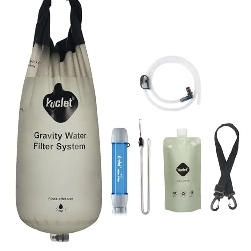 Water Filter System w/ 2gal Bag & 0.1-Micron Water Filter Straw,Gravity-Fed Water Filtration System Water Purifier